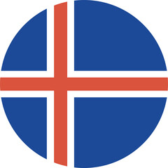 Naklejka premium Iceland flag. Flag icon. Icelandic national round flag. Circle flag badge.