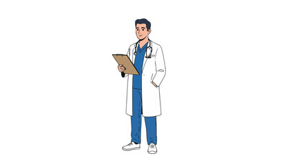 Fototapeta premium Doctor with clipboard Vector – Professional Medical Illustration for Healthcare Design - Medical Doctor Vector – Healthcare professional