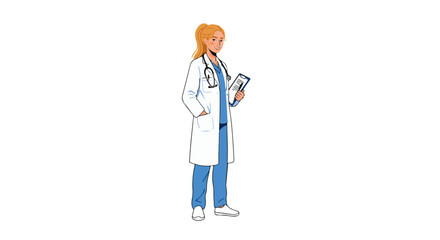 Fototapeta premium Girl Doctor Vector – Professional Medical Illustration for Healthcare Design - Medical Doctor Vector – Healthcare professional