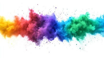 Rainbow colored smoke creates a mesmerizing effect, a burst of vibrant hues