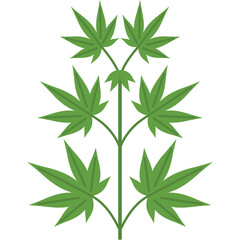 Green Maple Leaf Branch Botanical Illustration With A White Background And Detailed Pixel Art Texture Natural Organic Foliage For Decorative Purposes