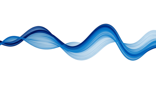 Abstract blue wavy lines flowing design element with smooth gradients on a solid green background, modern digital graphic concept.