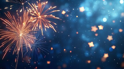 Beautiful fireworks display illuminating the night sky with vibrant colors and sparkling light effects