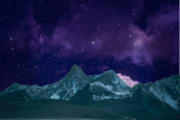 night landscape with a mountain in the background