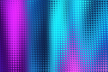 Wavy textured grid surface with cyan and magenta color shift