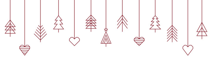 hanging christmas tree and heart decoration isolated vector illustration © krissikunterbunt
