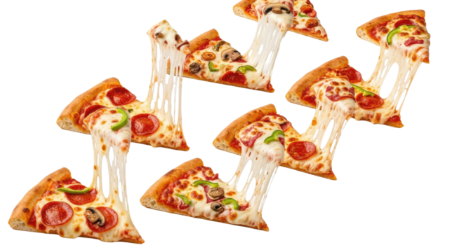 Delicious slices of pizza with toppings.