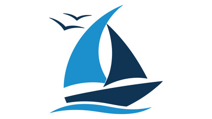 Sailboat ocean birds vector icon
