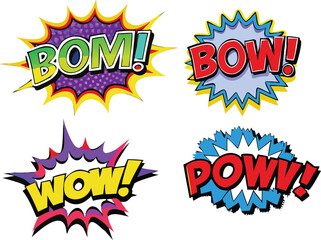 Comic-style sound effects including 