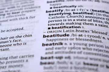 Fototapeta premium Close Up Of English Dictionary Page With Word - beatification