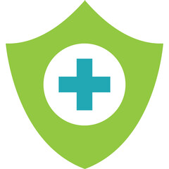 Green Shield Icon With Blue Medical Cross Symbol Inside White Circle On Transparent Background Healthcare Safety Concept