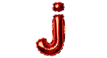 Shiny Red Foil Balloon Letter J Lowercase Isolated on White Background Party Decoration Celebration Event Concept