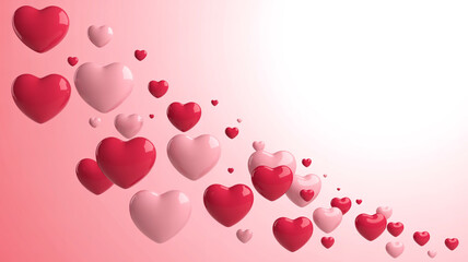Floating red and pink hearts on a gradient background, perfect for valentines day or a romantic occasion