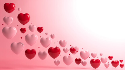 Floating red and pink hearts on a gradient background, perfect for valentines day or a romantic occasion