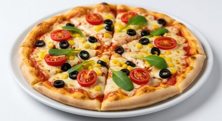 Gourmet Pizza with Grilled Chicken and Red  tomatoes
