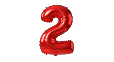 Shiny Red Number 2 Balloon Floating Isolated on White Background Perfect for Celebrations Anniversaries and Counting