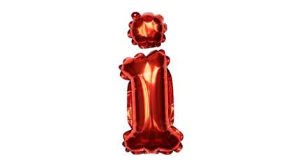 Shiny Red Metallic Letter i Balloon Festive Celebration Alphabet Symbol