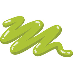 Green Swirl Embellishment With Highlighted Glossy Texture On Transparent Background