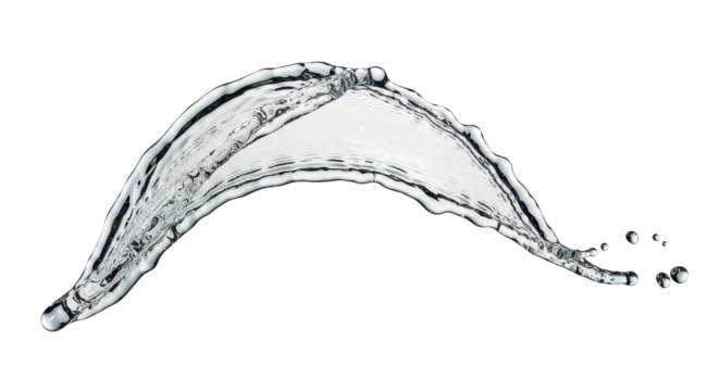 Blue water splash a graceful arc of clear water splashing, captured midair