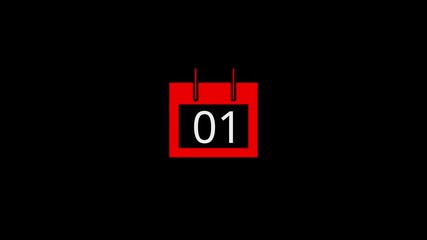 Modern calendar icon animation showing date number 1 on Clean and minimal design concept suitable for interface design, schedule reminder, date countdown, or digital clock display projects.