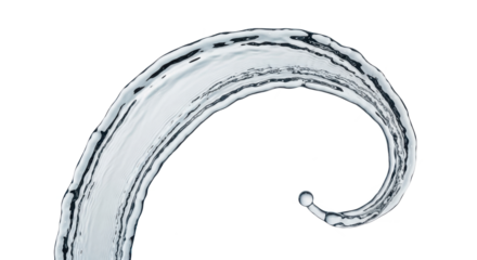 Blue water splash a graceful, swirling curve of clear water