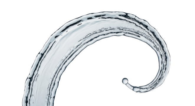 Blue water splash a graceful, swirling curve of clear water