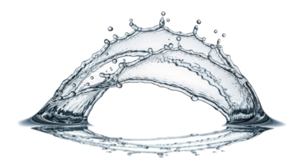 Blue water splash a dynamic water splash forming an arch shape