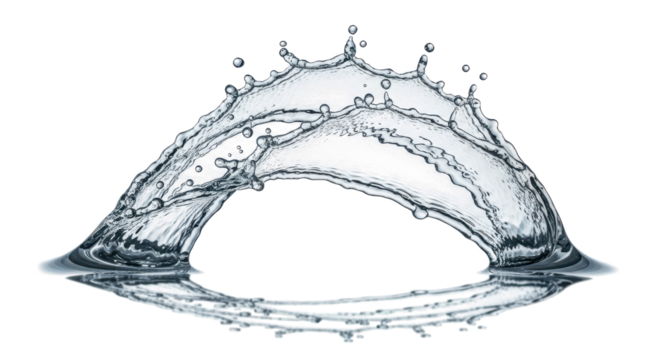 Blue water splash a dynamic water splash forming an arch shape