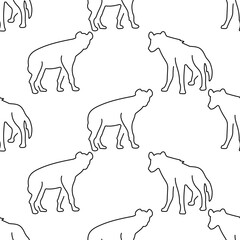 hyena seamless pattern isolated on transparent background.