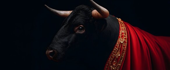 The traditional red cape evokes fierce passion and intense drama in a bullfight.