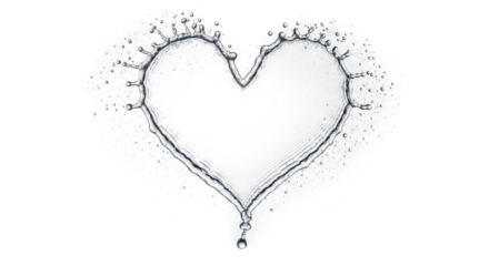 Blue water splash a heart shape formed by a water splash