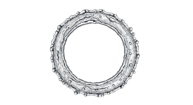 Blue water splash a detailed circular water splash with many small droplets