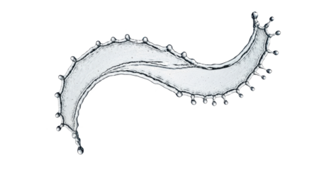 Blue water splash a graceful sshaped water splash with droplets