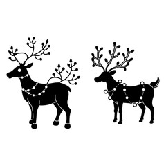 Reindeer Silhouette Christmas Animal Vector