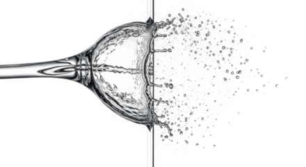 Blue water splash water exploding from a glass, creating a splash and droplets