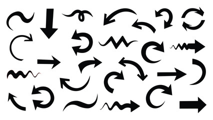 Set of hand drawn arrows, vector