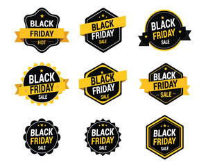 Black friday sale badges, vector set