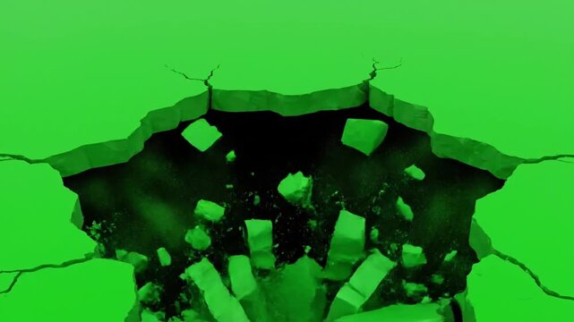 Ground Collapse Green Screen 4k stock video