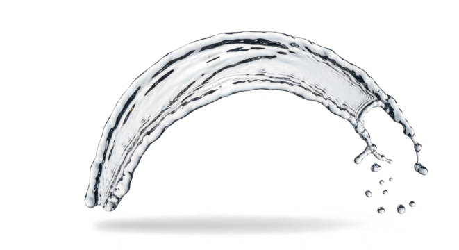 Blue water splash a dynamic splash of clear water forming an arc