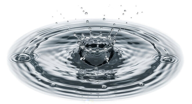 Blue water splash detailed crown splash of water in clear liquid with multiple ripples - Powered by Adobe