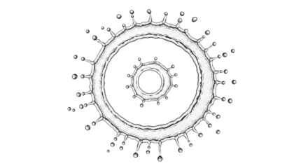 Blue water splash a perfect circular water splash crown, with concentric rings and radiating droplets, captured in midair