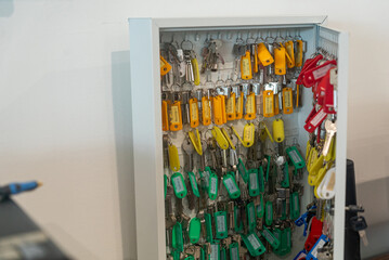 Colorful Key Cabinet with Various Keys