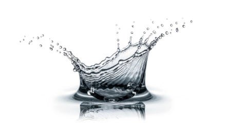 Blue water splash a dynamic splash of clear water frozen in motion, creating a crownlike shape with droplets