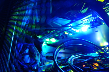 Vibrant Blue and Green Circuitry Details
