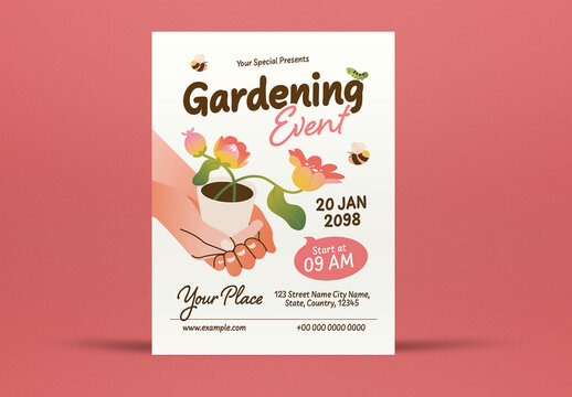 Beige Quirky Illustration Gardening Event Flyer Layout