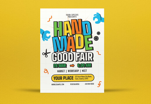 Beige Quirky Illustration Handmade Good Fair Flyer Layout