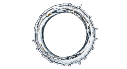 Blue water splash a perfect circle of water splashing and frozen in time, creating a ring shape