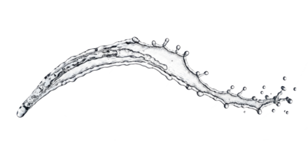 Blue water splash a single, curved water splash frozen midair, showcasing fluid dynamics and transparency