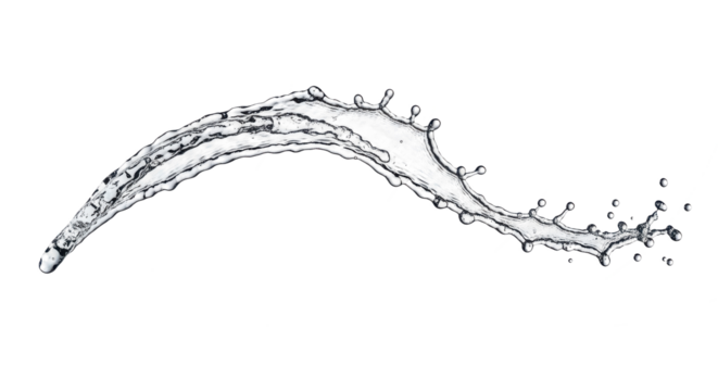 Blue water splash a single, curved water splash frozen midair, showcasing fluid dynamics and transparency