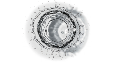 Blue water splash a topdown view of a circular water splash with droplets